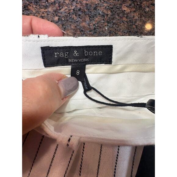 Rag & Bone White Striped Wide Leg Linen Cotton Pants Size 8 NWT - Picture 9 of 16